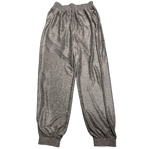 Anthropologie Metallic Pink Elastic Waist Jogger Pants Size S - Picture 3 of 10